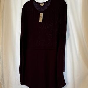 J. Jill Women's Deep Purple “aubergine” Long Sleeve Tunic or Dress. Size PL